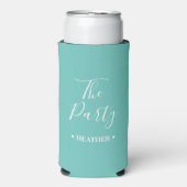 The Party & Wife Personalized Name Bachelorette スリム缶クーラー (Seltzer正面)
