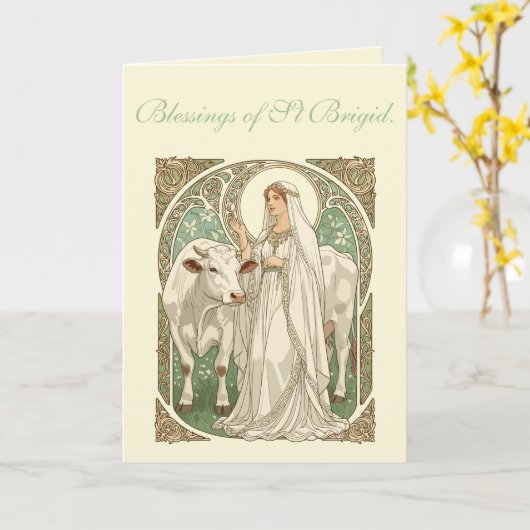 The Patron Saint of Dairy Workers St Brigid カード (黄色い花)