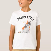 The PAWSITIVE Cat - Kid's T-Shirt Tシャツ (正面)