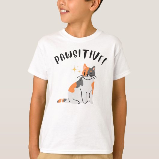 The PAWSITIVE Cat - Kid's T-Shirt Tシャツ (正面)