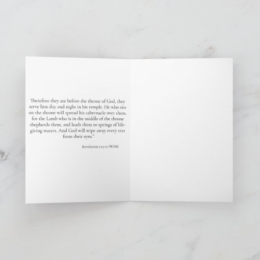 The Peace of Jesus, Our Shepherd: Psalm 23 カード (内部)