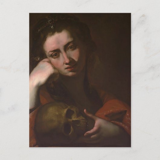 The Penitent Magdalen (Vanitas)by Juepe Ribera ポストカード (正面)