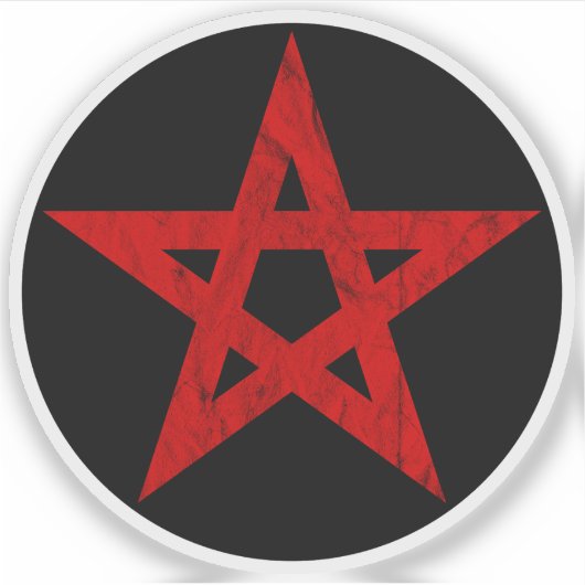 The Pentagram (red vintage on black) シール (正面)
