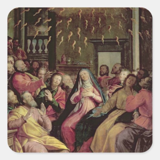 The Pentecost, c.1598 (パネル上の油) スクエアシール (正面)