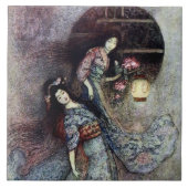 “The Peony Lantern” by Warwick Goble タイル (正面)