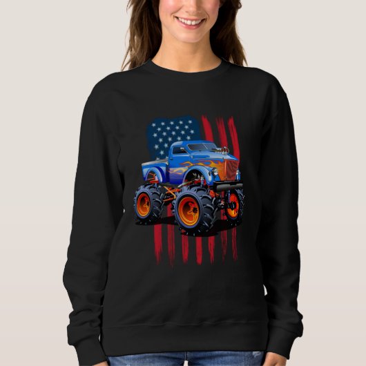 The perfect American Flag Monster Truck's Rule スウェットシャツ (正面)