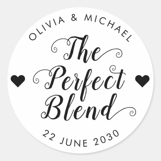The Perfect Blend Coffee Tea Wedding Party Favorit ラウンドシール (正面)