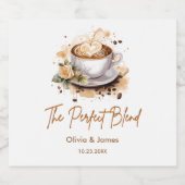 The Perfect Blend Coffee Wedding Couples Shower スパークリングワインラベル (シングルラベル)