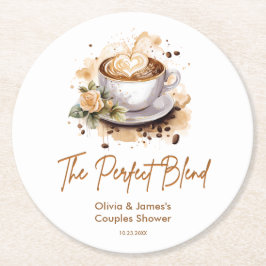 The Perfect Blend Coffee Wedding Couples Shower  ラウンドペーパーコースター