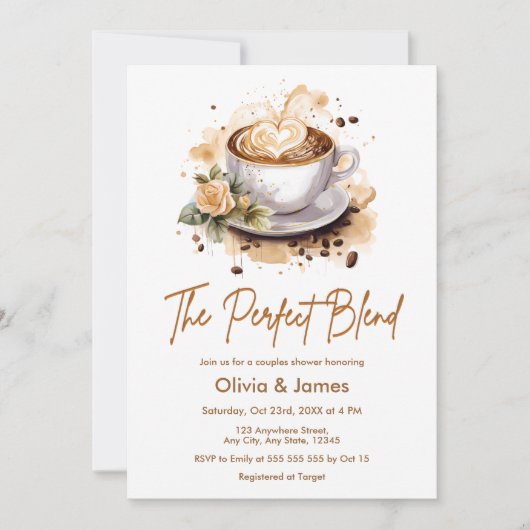 The Perfect Blend Coffee Wedding Couples Shower 招待状 (正面)