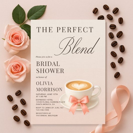 The Perfect Blend Coquette コーヒー ブライダルシャワー 招待状