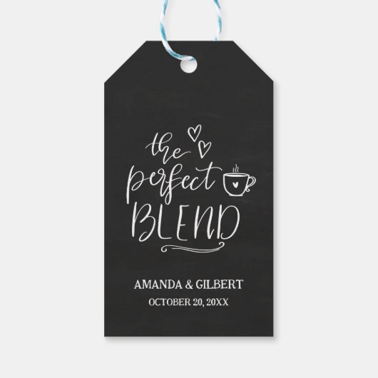 The Perfect Blend Cute Script Chalkboard Wedding ギフトタグ (裏面)