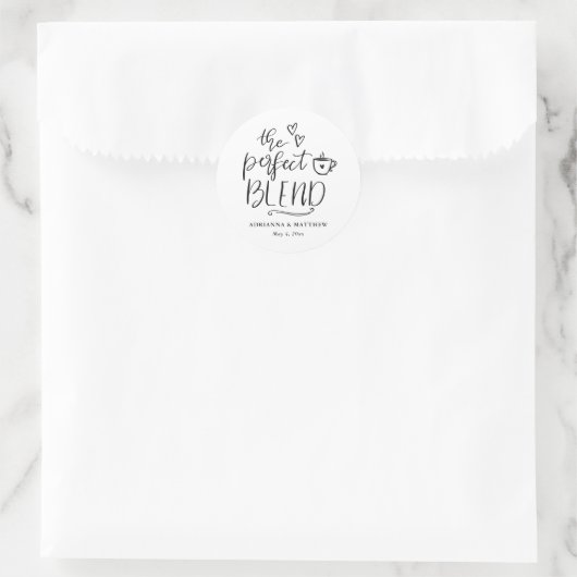 The Perfect Blend Cute Script Coffee Wedding   ラウンドシール (バッグ)