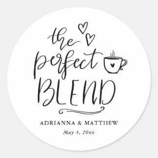 The Perfect Blend Cute Script Coffee Wedding   ラウンドシール