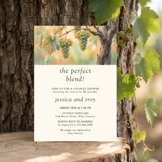 The Perfect Blend Vineyard Grapes Couples Shower 招待状