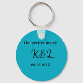 The perfect match couple name letter date blue sim キーホルダー (裏面)