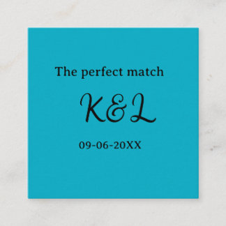 The perfect match couple name letter date blue sim スクエア名刺