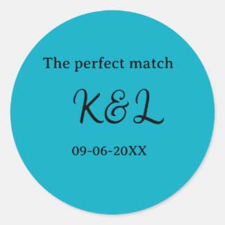 The perfect match couple name letter date blue sim ラウンドシール