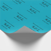 The perfect match couple name letter date blue sim ラッピングペーパー (角)