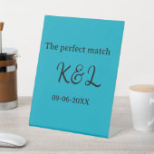 The perfect match couple name letter date blue sim 台座サイン (インサイチュ)