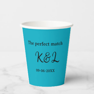 The perfect match couple name letter date blue sim 紙コップ