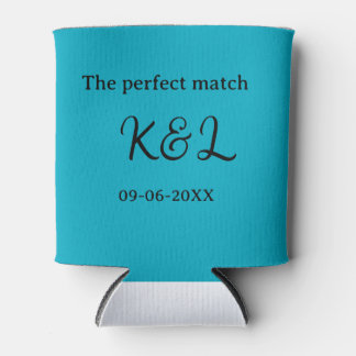 The perfect match couple name letter date blue sim 缶クーラー