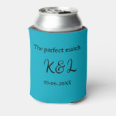 The perfect match couple name letter date blue sim 缶クーラー (缶裏面)