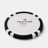 The perfect match pink black name date wedding cou ポーカーチップ (シングル)