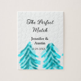 The perfect match winter blue pine tree wedding na ジグソーパズル