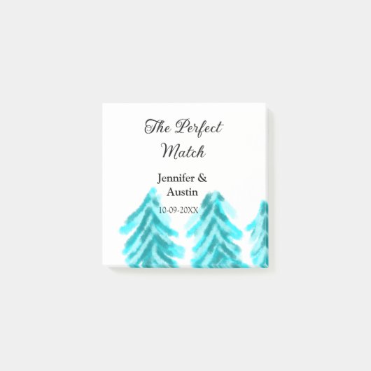The perfect match winter blue pine tree wedding na ポストイット (正面)
