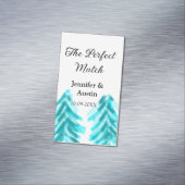 The perfect match winter blue pine tree wedding na マグネット名刺 (インサイチュ)
