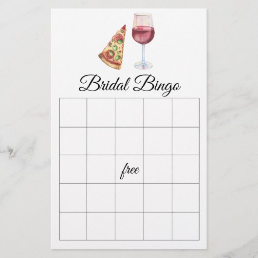 The Perfect Pair Bridal shower bingo game (正面)
