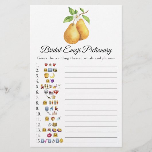 The perfect pair Bridal shower emoji pictionary (正面)