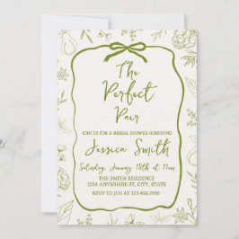 The Perfect Pair Green Bridal Shower Invitation 招待状