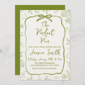 The Perfect Pair Green Bridal Shower Invitation 招待状 (正面/裏面)