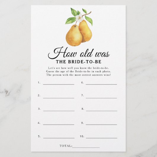 The perfect pear How old was the bride to be game (正面)