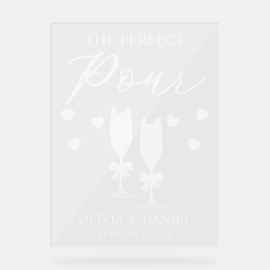 The Perfect Pour Custom Wedding アクリルサイン (正面)