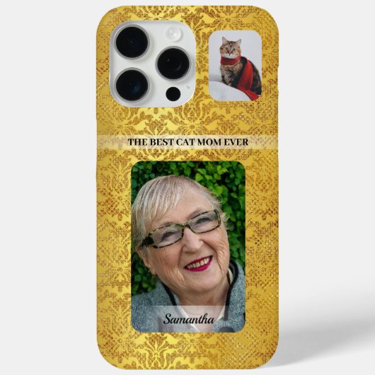 The Pet 最高の Mom Ever Photo Name金ゴールドフローラ Case-Mate iPhoneケース (裏面)