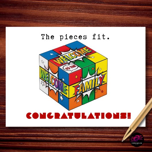 The Pieces Fit Welcome to the Family Congrats カード