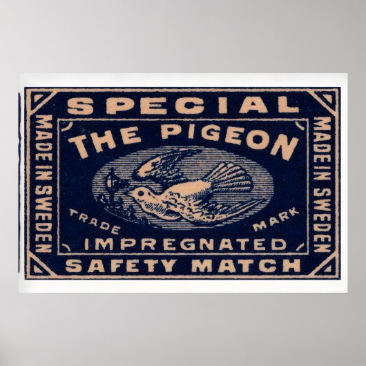 The Pigeon - Matchbox Print - Sweden Wall Art ポスター (正面)