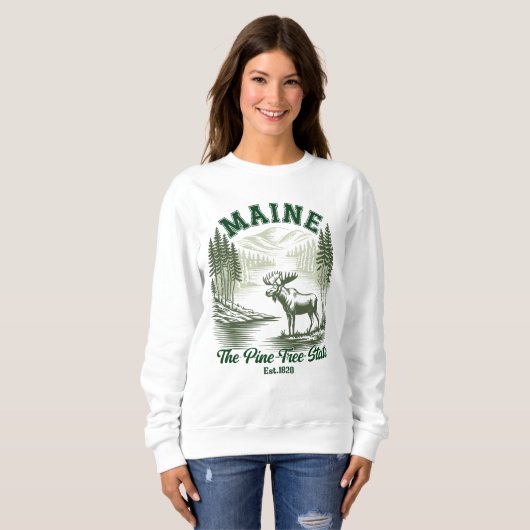 The Pine Tree State  - Mountain Forest View スウェットシャツ (正面フル)