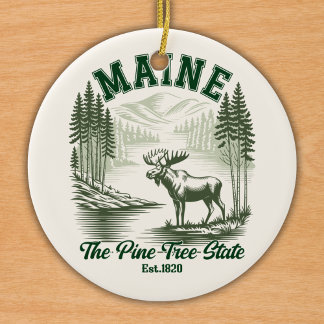 The Pine Tree State - Mountain Forest View セラミックオーナメント
