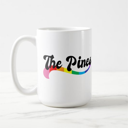 The Pines Fire Island NY rainbow logo LGBTQプライド コーヒーマグカップ (左)