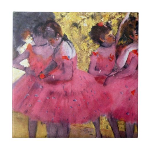 The Pink Dancers、バレエの前の踊り手たち by Edgar Degas タイル (正面)