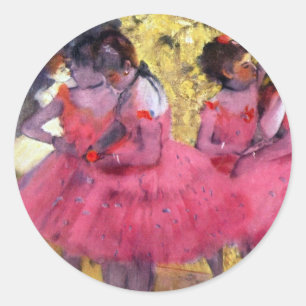 The Pink Dancers、バレエの前の踊り手たち by Edgar Degas ラウンドシール