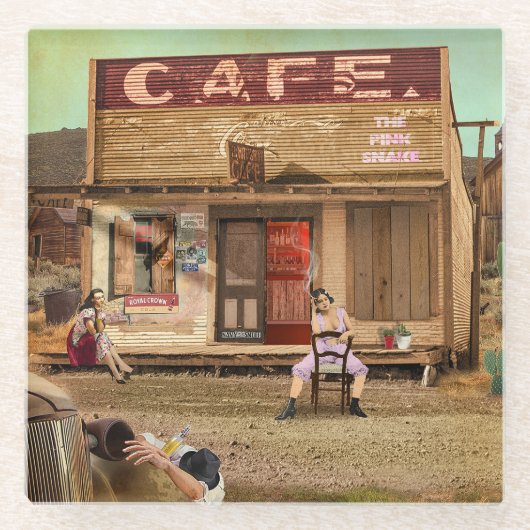 The Pink Snake ガラスコースター (正面)