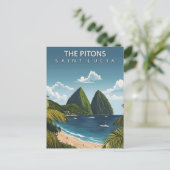 The Pitons Saint Lucia Iconic Twin Volcanic Peaks ポストカード (スタンド正面)