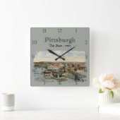 The Pittsburgh Point 1931 Custom Square Wall Clock スクエア壁時計 (ホーム)