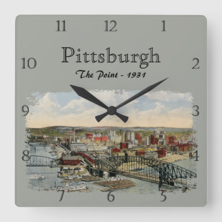The Pittsburgh Point 1931 Custom Square Wall Clock スクエア壁時計