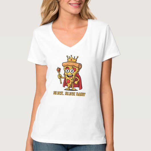 The Pizza King - Funny Foodie Pun Tee Tシャツ (正面)